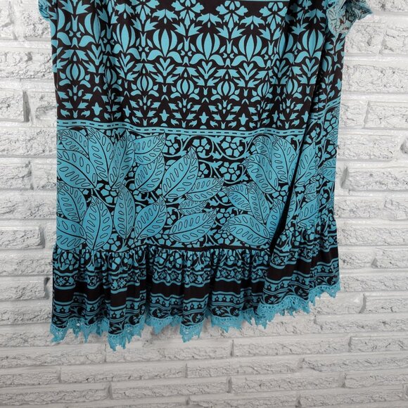 Paisley Vine Womens Dress 2XL Plus Flutter Sleeve Blue Geometric GEO221XE - Picture 9 of 12